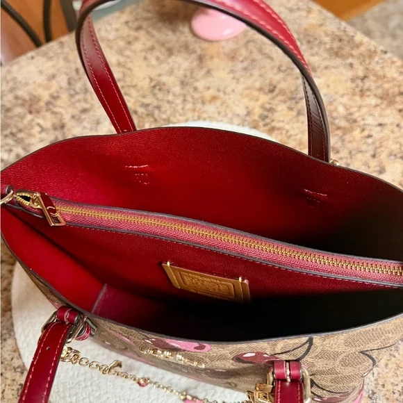 Coach Cherry Print Tote - Tan and Pink - Picture 3 of 4